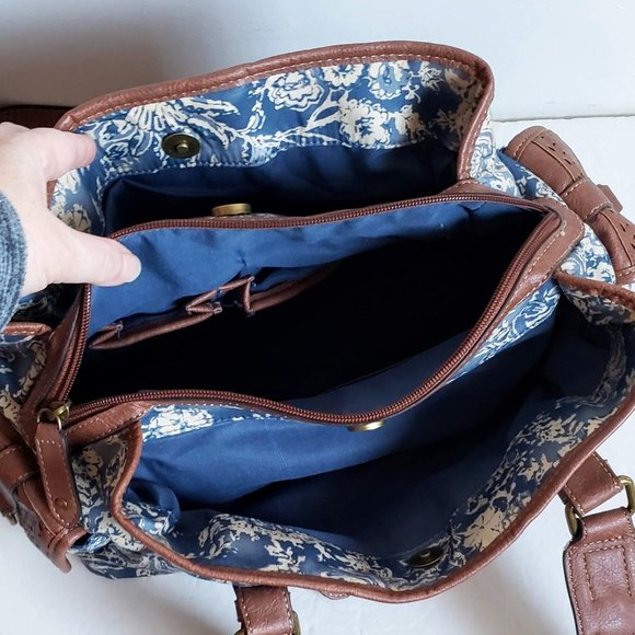 Like NEW Cargo CHAPS RALPH LAUREN Western Satchel Denim Canvas Shoulder Bag - Picture 3 of 15